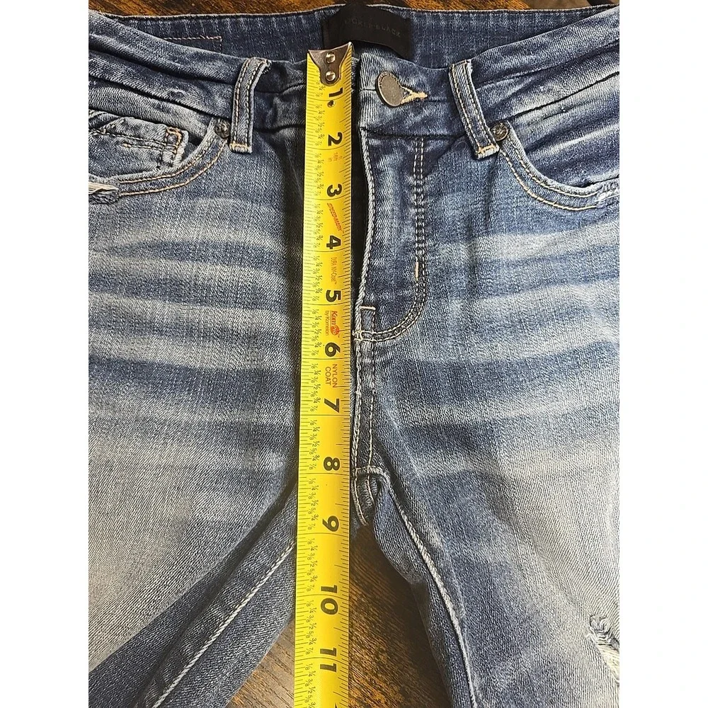 BKE Sz 27x32 Skinny Women's Jeans Med Blue Distressed Low Rise Rock School Denim